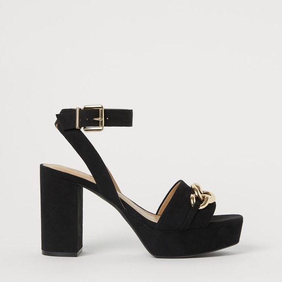 H&M NWOT Platform Sandal Heel with Gold Chain - Picture 2 of 6
